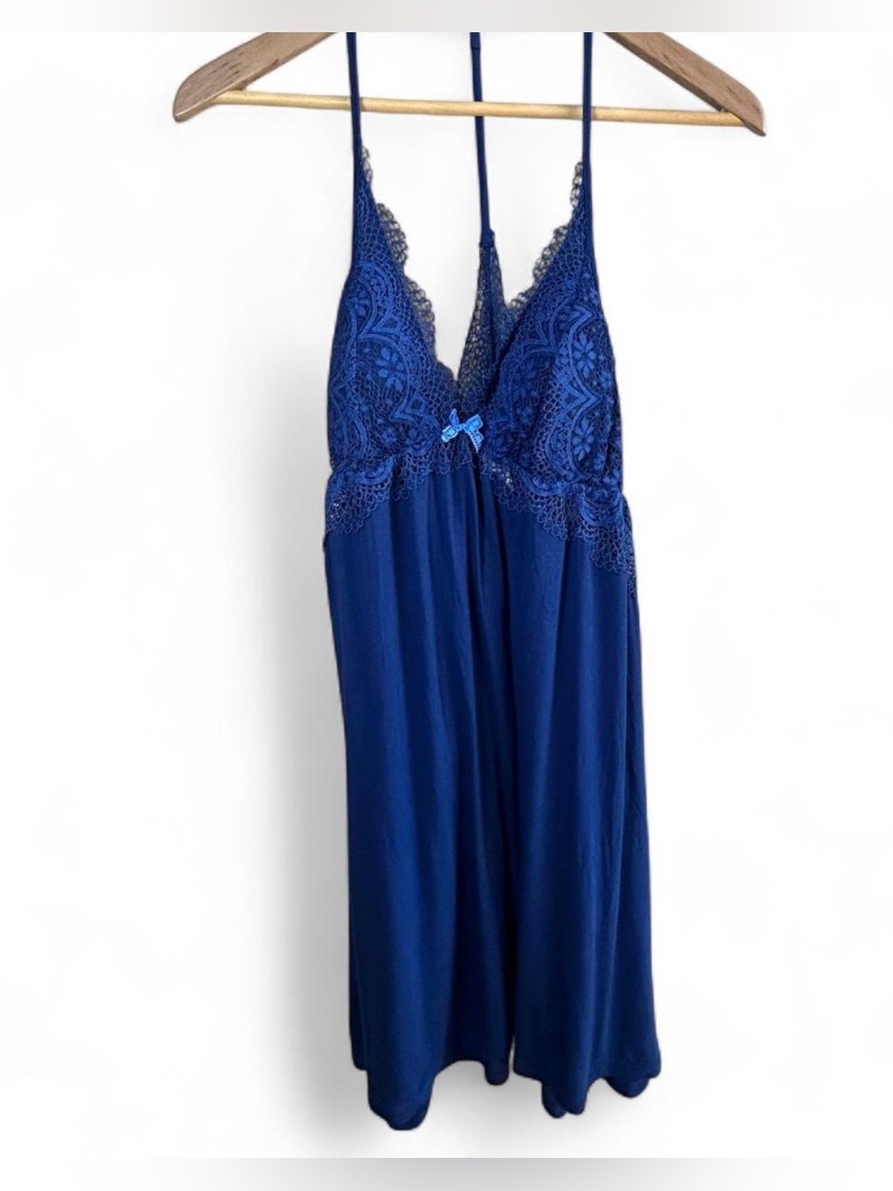 Victoria's Secret Blue Lace Slip Dress Size Large Feminine Babydoll